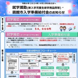 【函館市】就学援助（新入学児童生徒学用品費等）について